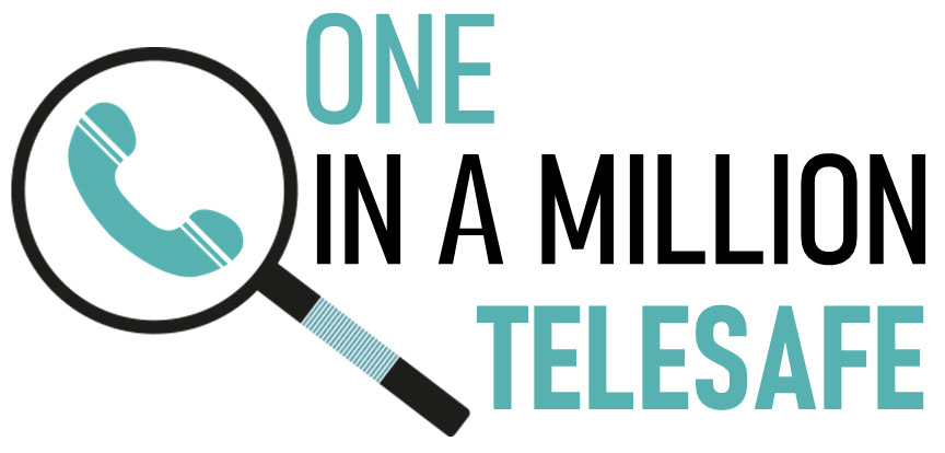 One in a Million Telesafe study logo.  Image of a telephone receiver inside a magnifying glass.  Magnifying glass is from One in a Million archive logo